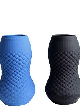 3D打印蓝色简约现代陶瓷工艺品创意插花器花瓶摆件家居软装饰品