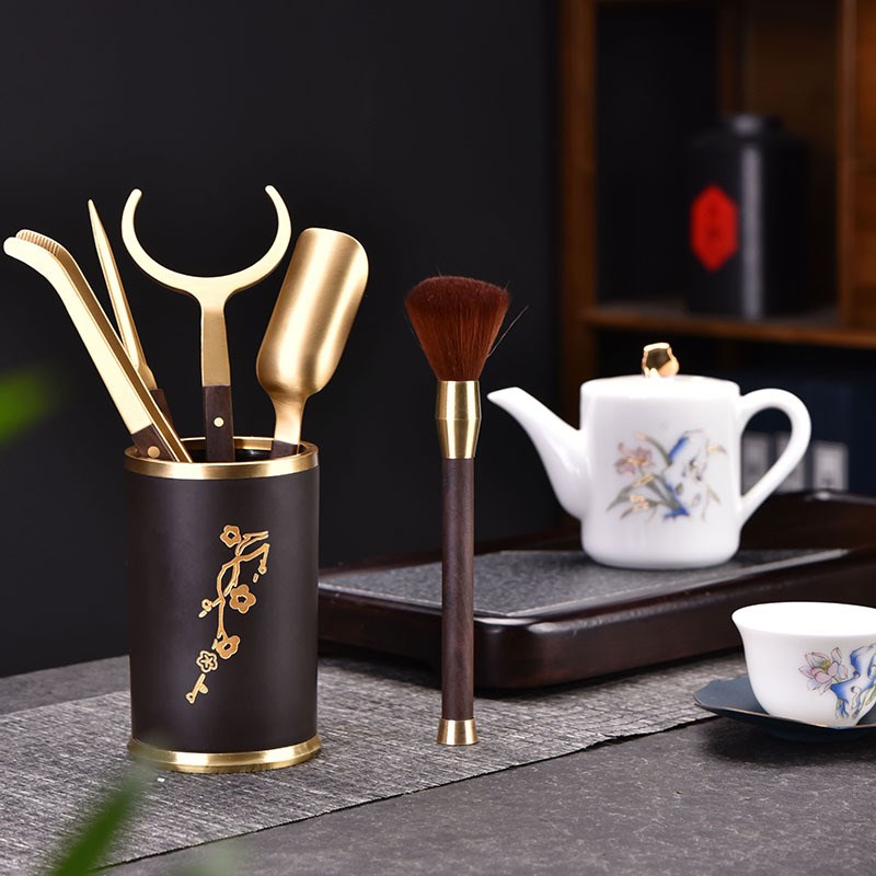 电木茶道六君子茶具配件套装茶艺泡茶工具大全茶筒茶夹茶针茶刷