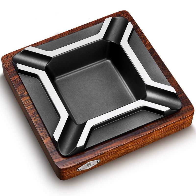 CIGARLOONG茄龙雪茄烟灰缸印加实木合金烟槽创意大口径烟灰缸家用