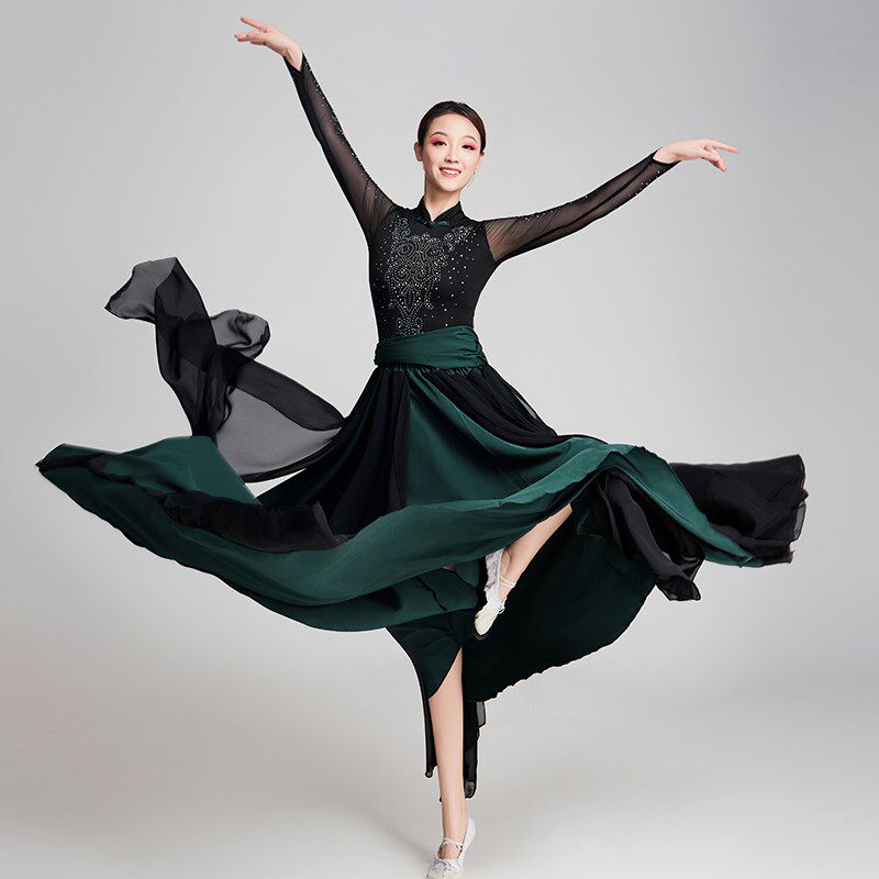 新款蒙古舞蹈演出服装练习裙艺考大摆裙蒙古袍蒙族服饰女成人套装
