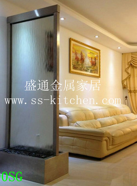 欧式流水喷泉水幕墙流水屏风玻璃流水墙客厅隔断玄关摆Z件水帘水