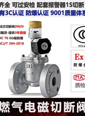 。工业商用天然气燃气电磁切断阀管道自动紧急关闭常开防爆电磁阀