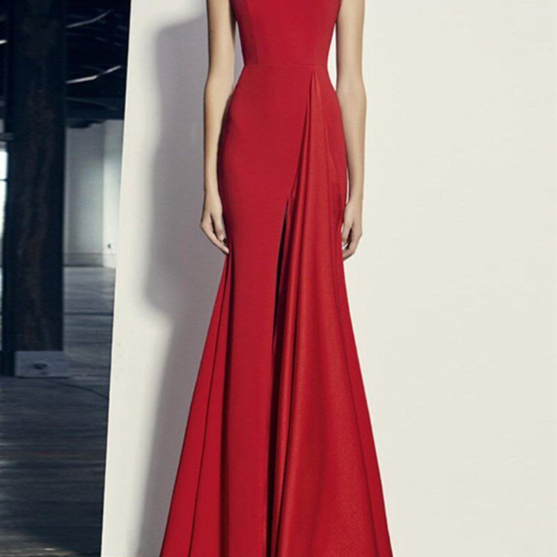 年会晚礼服长裙女2025新娘抹胸敬酒服高端大气宴会主持人舞台颁奖