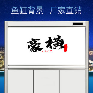 鱼缸背景纸格局高清老爷保号豪横水族箱白M色壁纸静电贴免胶水外