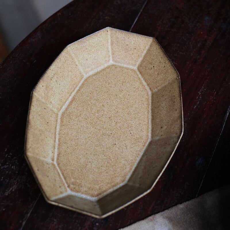 六入手作粗陶手工 碟 自主纯色 甜点盘 J日式餐具饭碗 甜品碗味碟