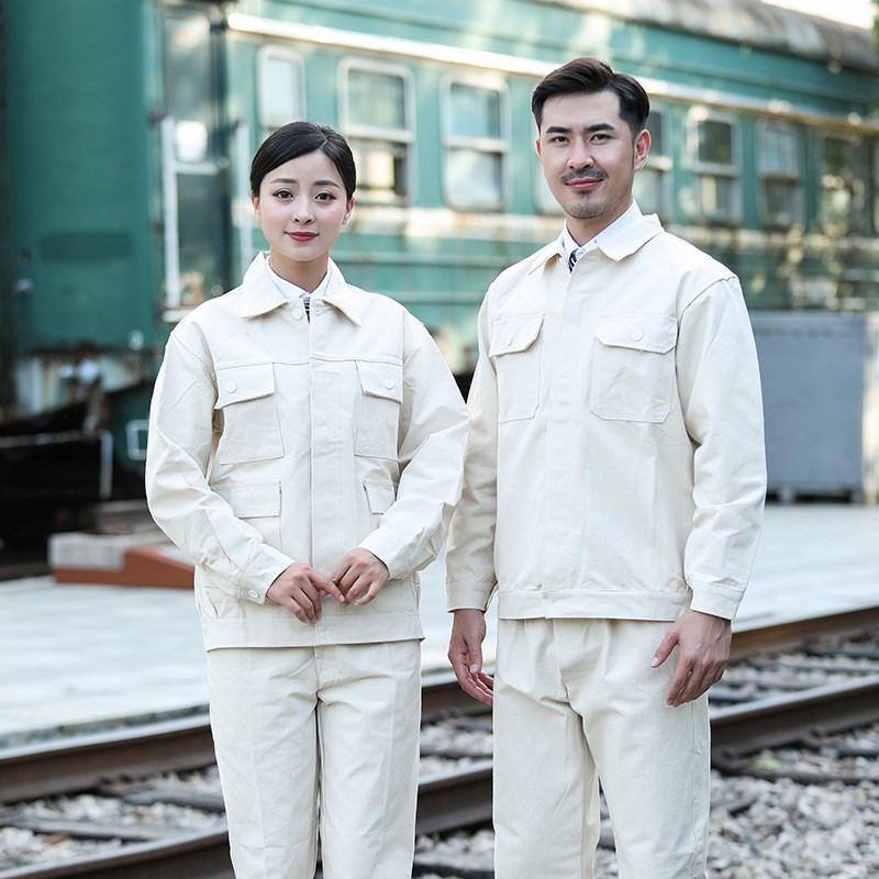 白色帆布电焊服劳保工作服套装 春秋长袖耐M磨防烫劳动防护服定