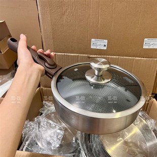 户外锅具可拆卸手k柄锅316不锈钢炒锅 便携不粘锅折叠套锅露营炊