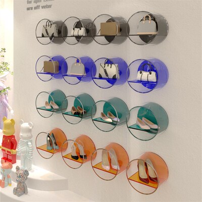 压克力展示柜圆形上墙展示架模型装饰品鞋墙展架服装店鞋包陈列架