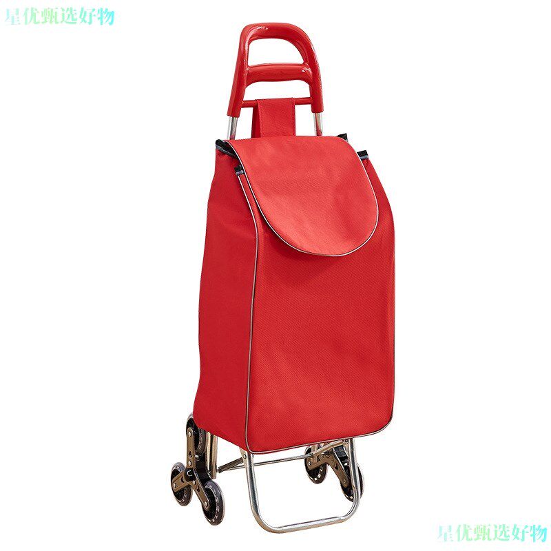 家用纯色轻便折叠爬楼拉车便携式超市拉杆M牛津布购物买菜小推车