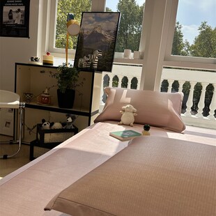 少女心粉嫩冰藤席夏l凉席空调席软席1.5m1.8米床席款 三件套可水洗