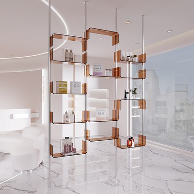 美容院化妆品展示架货架亚克力隔断置物架陈列架服装店鞋包展示柜