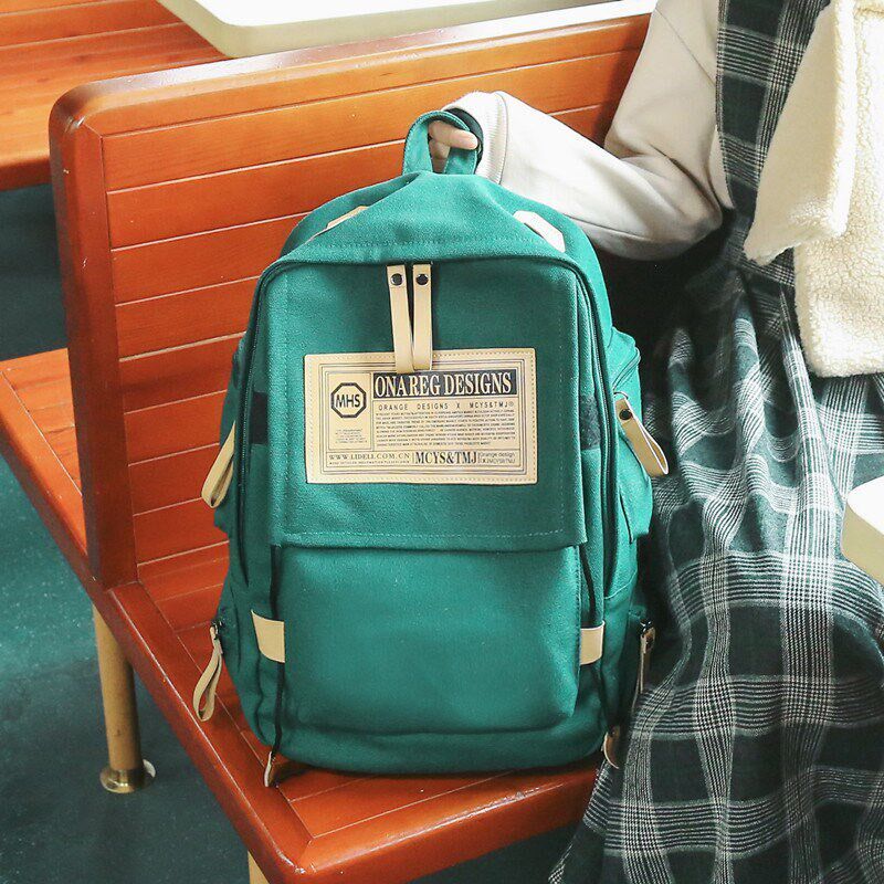 帆布双肩包古着感少女大学生校园森系书包大容量百搭旅行背包男潮