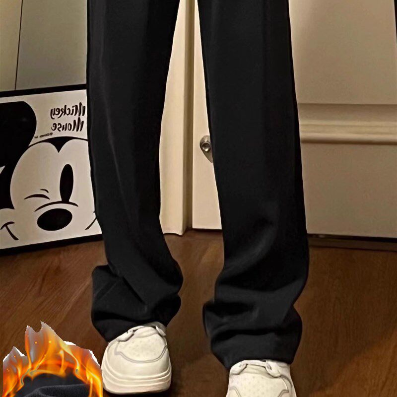 高个子加长175窄版西装裤女秋冬加绒高腰显瘦垂坠感直筒拖地裤子