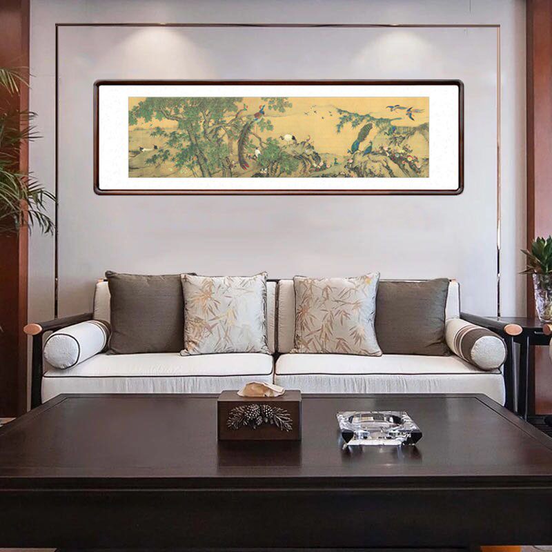 沈铨百鸟朝凤图国画客厅花鸟装饰画办公室横N幅挂画卧室婚房吉祥