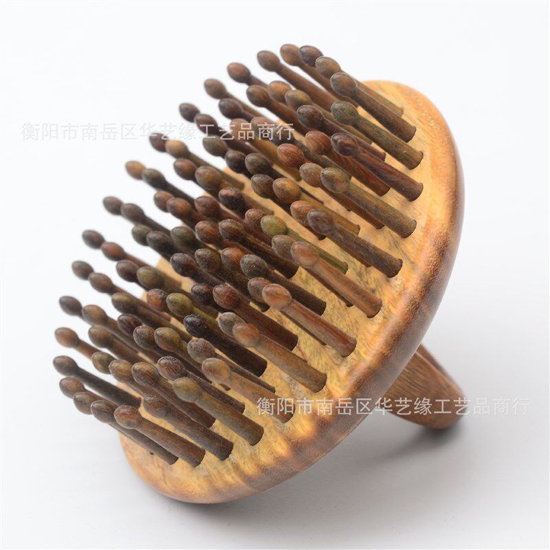 指环插齿护发梳按摩梳p 绿檀指环梳头部经络按摩梳手指按压头皮