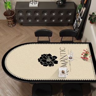 法式浅色岛台防烫j餐桌垫半圆防水防油防烫免洗桌布半弧形2023新