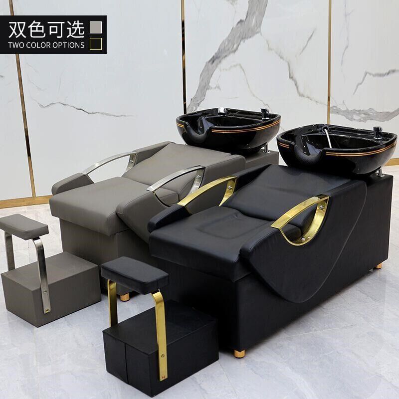 理发店洗头床发廊洗头p躺椅陶瓷盆半躺式洗头床美发店陶瓷洗头床