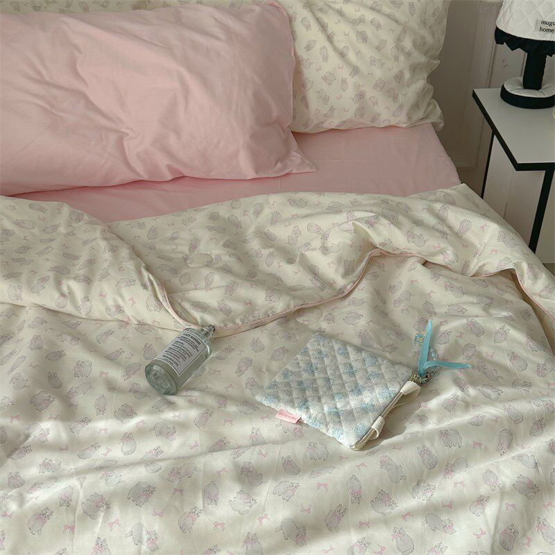 梨梦 懒懒猫 可爱夏被四件套全棉夏凉被薄被子空调Z被芯可水洗