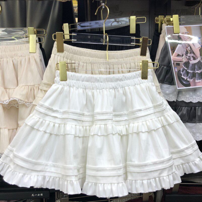芭蕾风白色短裙女秋季2024新款松紧腰A字气质减龄蓬蓬蛋糕半身裙