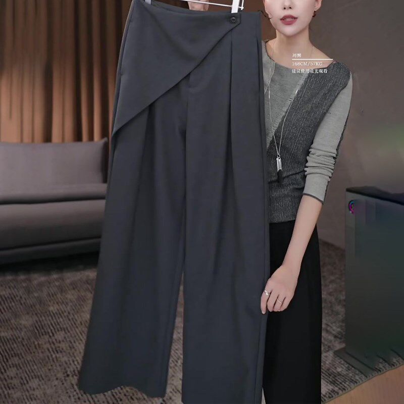 小众设计灰色休闲西装裤女2025年春夏新款极简慵懒老钱风爆款长裤