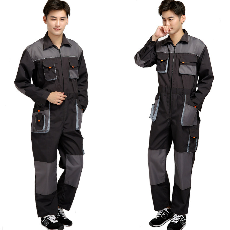 韩版工作服背带裤连体服秋冬新款工作服套装工人V汽修劳保服定制