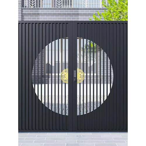 智能铝艺大门别墅庭院铝合金大门户外花园小门院子电动平移对开门