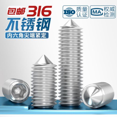 316不锈钢内六角尖端紧定螺丝ISO4027堵头顶丝机米无头螺钉M2-M16