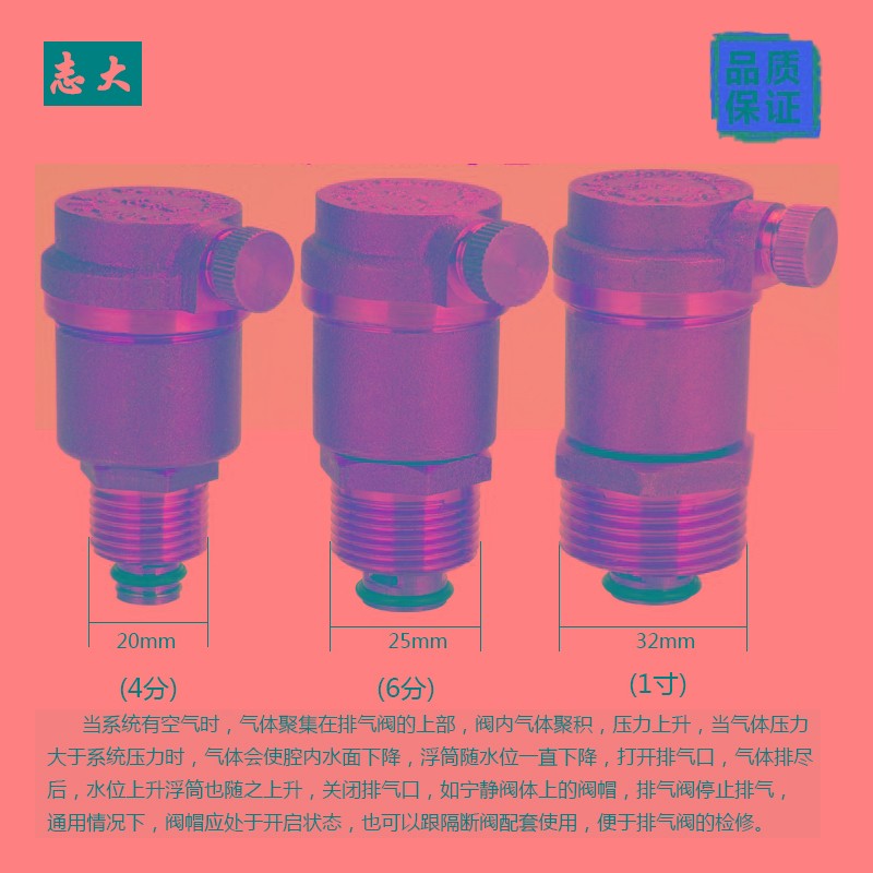 黄铜自动排气阀暖气排气阀 管道水管放气阀4分6分1寸DN15DN20DN25