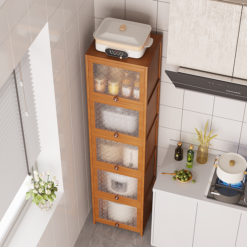 窄款厨房置物架多功能碗碟收纳架橱柜微波炉调料落地菜篮子碗柜