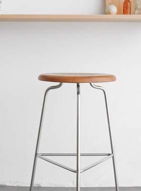 minimore蚂蚁吧凳北欧日式现代简约家用实木酒吧台高脚轻奢铁艺