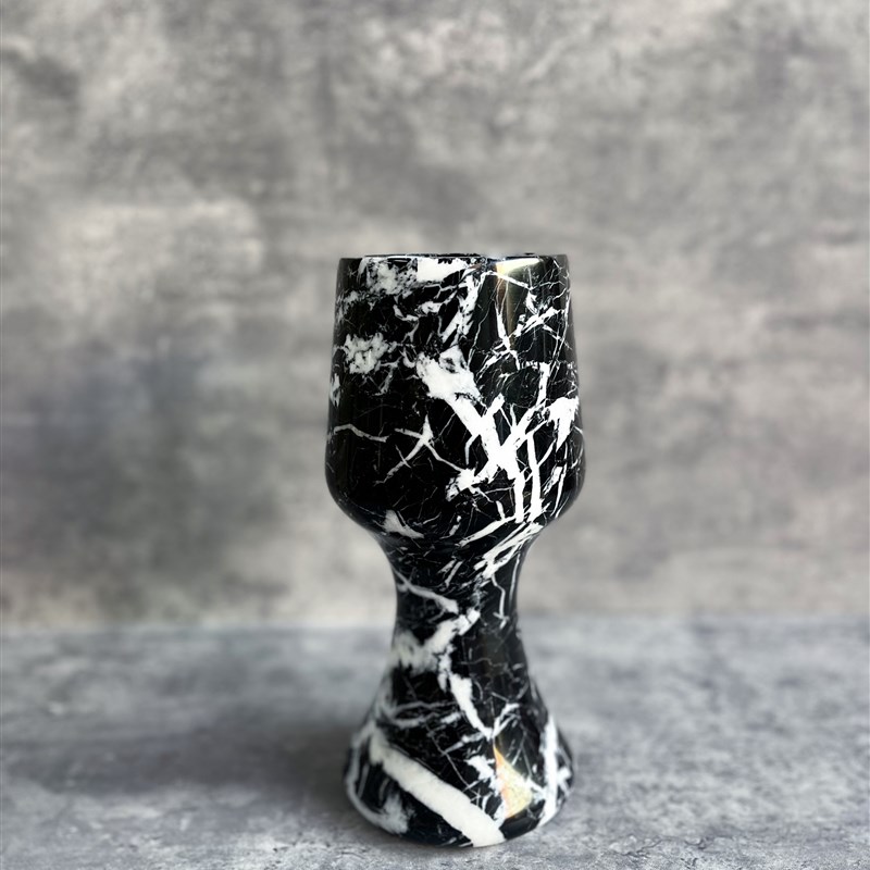 大理石花瓶家居玄关摆件房间台面装饰石材插花售楼X处前台装饰物