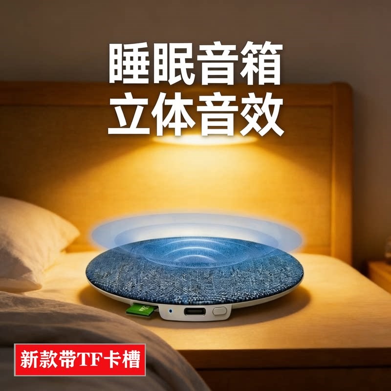 高音质枕上音碟无线蓝牙助眠神器枕下音响支持TF卡睡眠骨传导音箱