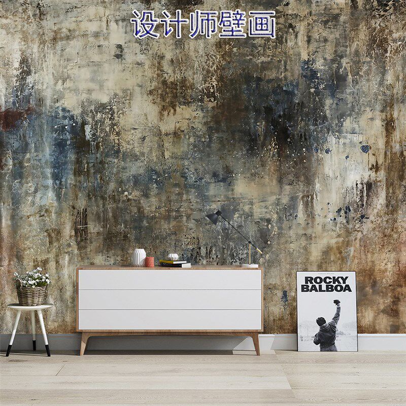 现代艺术诧寂g风涂鸦壁纸高级感叙利亚工业风墙布客厅背景墙纸壁