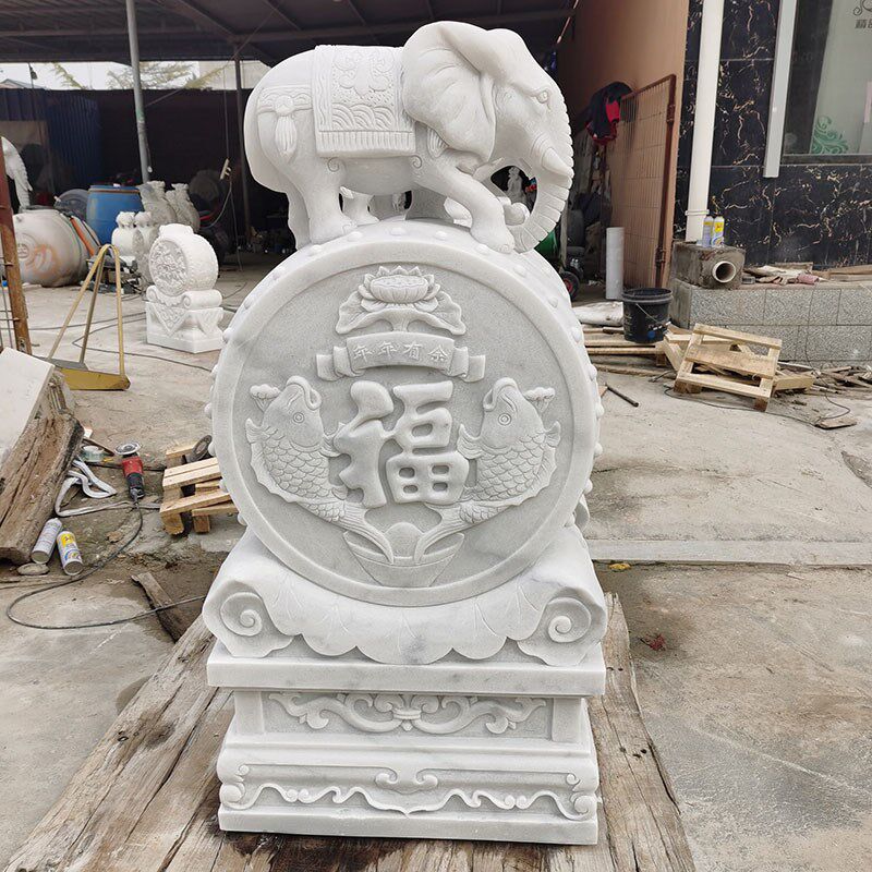 石雕门墩一对 汉白玉门墩 石鼓新中式庭院门口装饰摆件Z仿古抱鼓