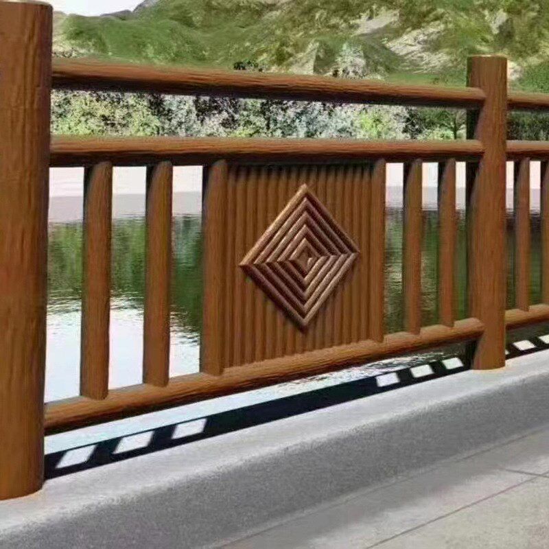 定制仿树仿木栏杆 景区河道x仿树皮仿木纹护栏 水泥仿树皮护栏