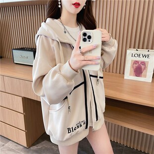 高级设计感时尚洋气外套女春秋新爆薄款初高中学生超好看卫衣开衫