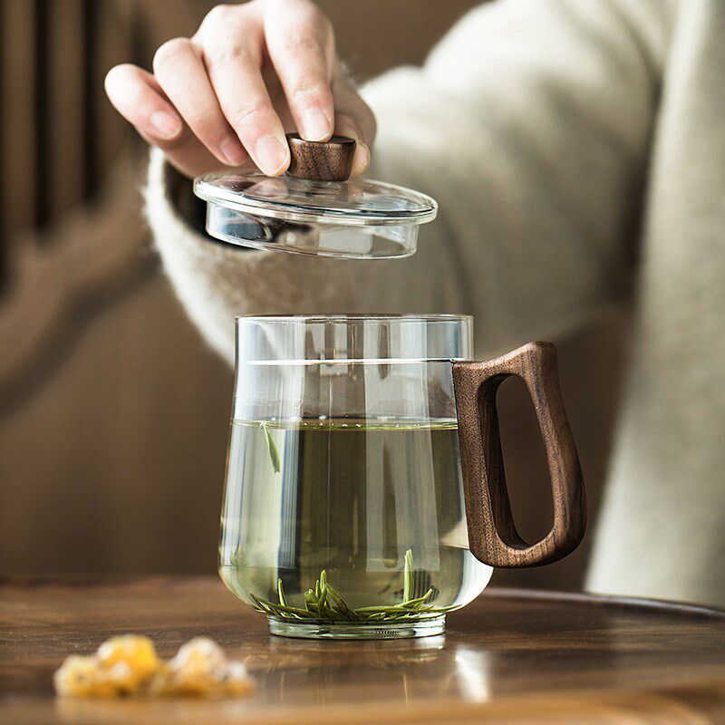 现货可拆b卸月牙杯过滤泡茶杯绿茶杯办公室个人玻璃水杯