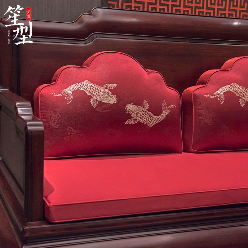 喜庆大红中式红木沙发坐垫结婚礼大喜罗汉床座垫R富贵大厚靠垫定
