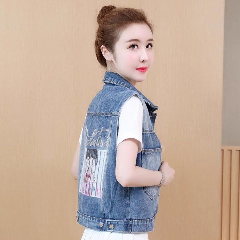 2024年秋季牛仔马甲女短款韩版无袖马夹背心薄外套坎肩外穿大码潮