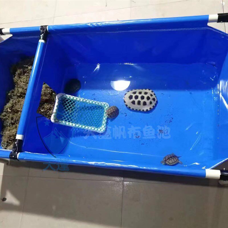 龟池养殖箱帆布鱼池带支架加厚帆布池家用帆N布龟池加厚室外大型