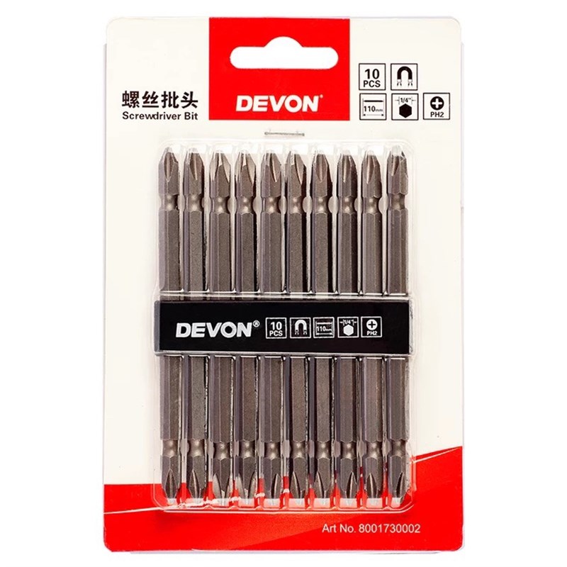 大有双头PH2螺丝批头S2合金钢十字螺丝刀110MM批头65mm套装10支装