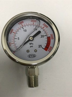 耐震压力表 YN-60 0-25mpa 0-3500psi 直径63mm 背后61mm 前68mm