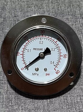 轴向带边气压表 Y-60ZT 0.4mpa带气管接头 可直接插入10mm气管