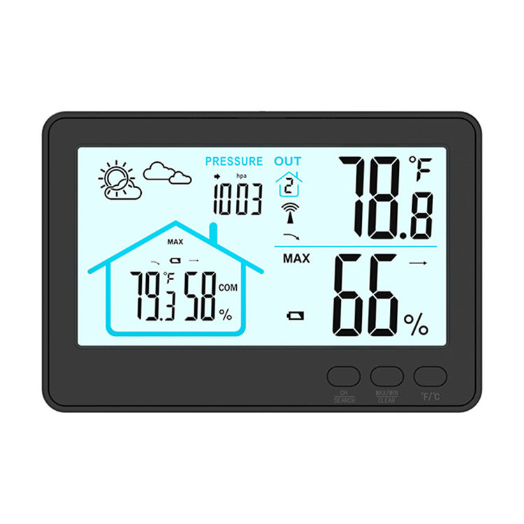 新款家用无线温度计室内室外温湿度计气象站天气预报Type-C接电口