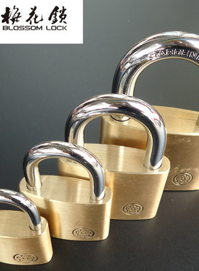 梅花纯铜挂锁通开挂锁防水防锈防盗小锁头铜锁BC9020/30/40/50/60