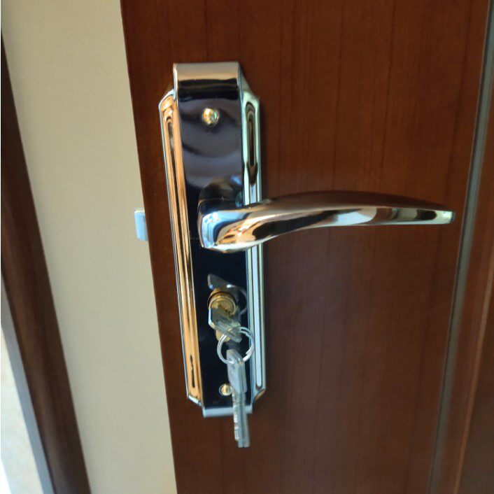 .卧室室内门锁家用通用型黑色房门锁三件套静音门把手旧木门换锁