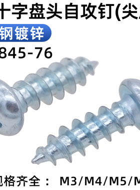 CZ五金加硬环保镀锌十字圆头自攻螺丝钉半圆头自攻螺钉木螺丝钉