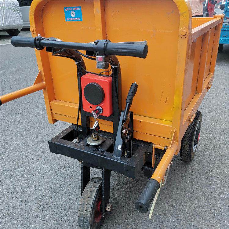 华策牌电动手推工程翻斗车 方斗灰斗车 锂电建筑工地推灰车