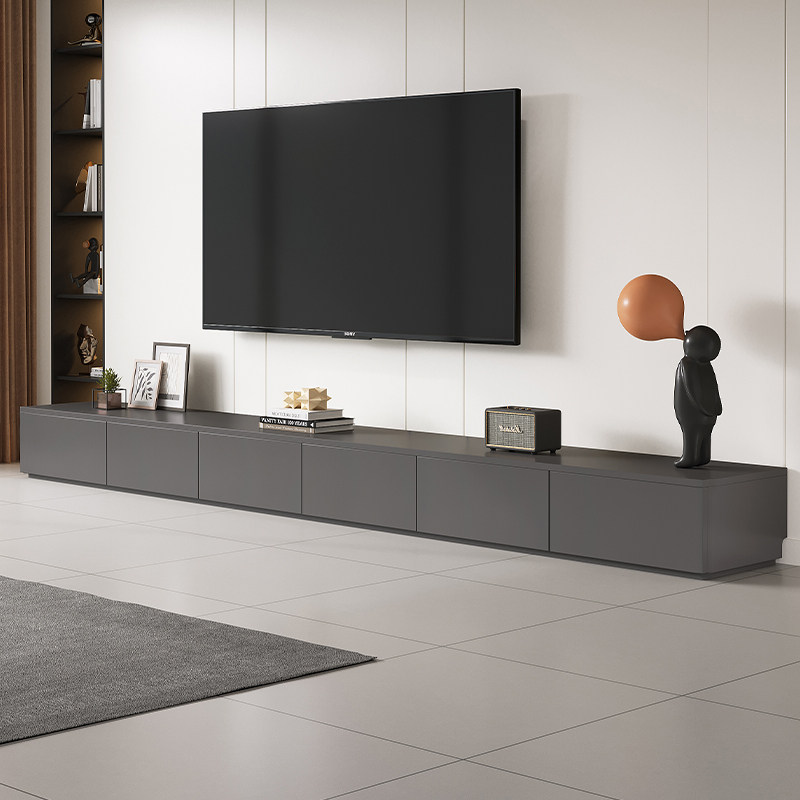 全实木电视柜现代简约大小户型落地柜意式家用轻奢纯色高级地台柜