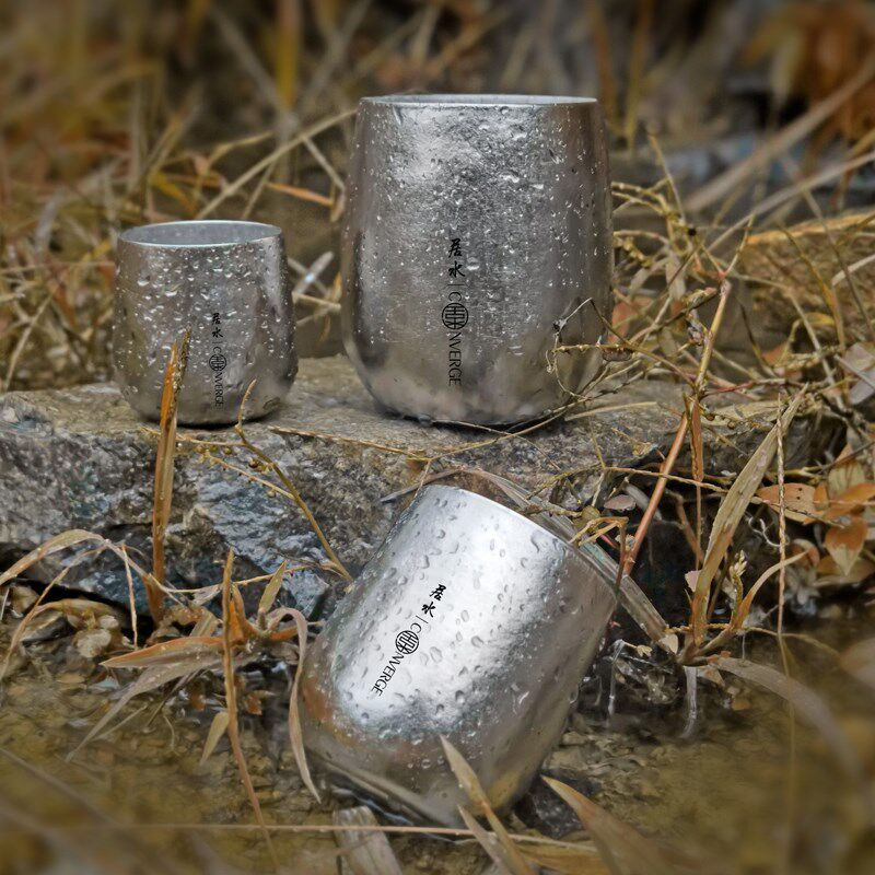 户外纯钛水杯泡茶便携啤酒保鲜双层隔K热咖啡杯子刻字定制送礼